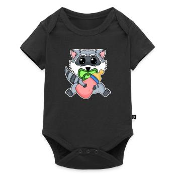 Bébé raton laveur - Body à manches courtes Premium Bébé - noir - Devant