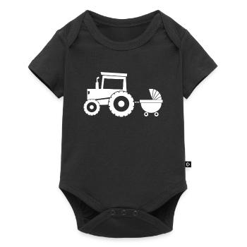 Tractor with baby cart - Baby Premium short-sleeve bodysuit - black - Front