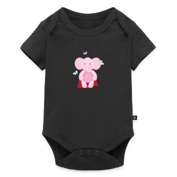 Elefant Superheld - Baby Premium Kurzarmbody - Schwarz - Vorne