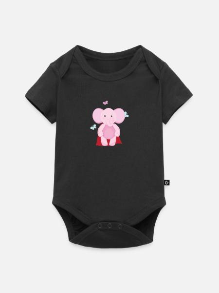 Elefant Superheld - Baby Premium Kurzarmbody - Schwarz