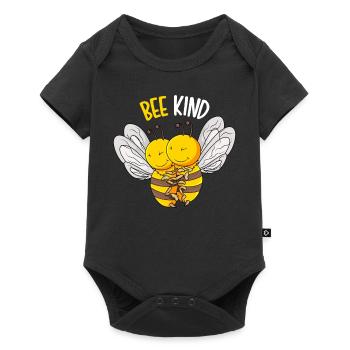 Bee Kind Bienen Kinder Mädchen - Baby Premium Kurzarmbody - Schwarz - Vorne