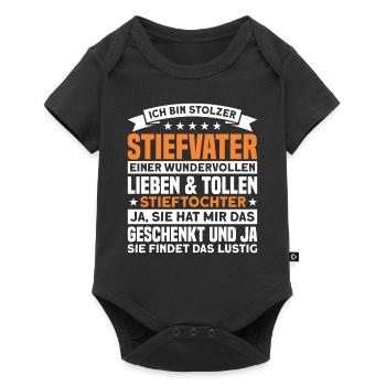 Stiefpapa Stieftochter Stiefvater Geschenk - Baby Premium Kurzarmbody - Schwarz - Vorne