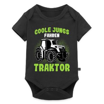 Coole Jungs Fahren Traktor Trecker Bauer Landwirt - Baby Premium Kurzarmbody - Schwarz - Vorne