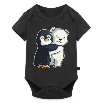 Pingouin et ours polaire câlinent des animaux mignons - Body à manches courtes Premium Bébé - noir - Devant