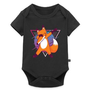 Kinder Fuchs Dabbing Fox Dab Fox in 90s - Baby Premium Kurzarmbody - Schwarz - Vorne