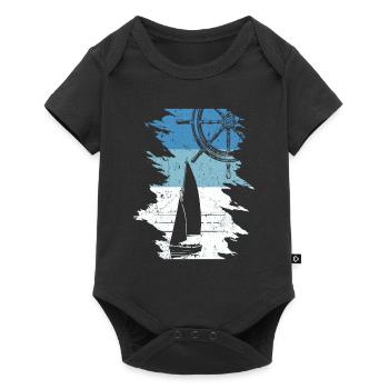 Sailboat Sailing Boat Steering Wheel Boat Sailor - Body à manches courtes Premium Bébé - noir - Devant