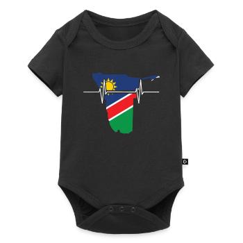 Namibia Herzschlag Flagge Vintage Namibia - Baby Premium Kurzarmbody - Schwarz - Vorne