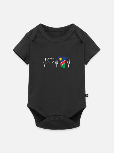 Namibia Herzschlag Flagge Vintage Namibia - Baby Premium Kurzarmbody - Schwarz
