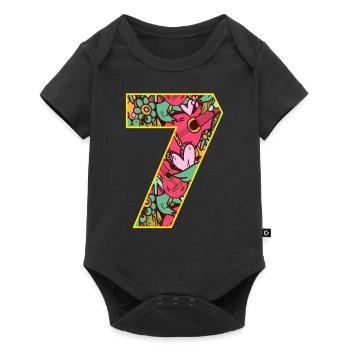 Nombre 7 fleurs - Body à manches courtes Premium Bébé - noir - Devant
