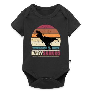 BabySaurus Dinosaurier Baby Dino Geburt Geschenk - Baby Premium Kurzarmbody - Schwarz - Vorne
