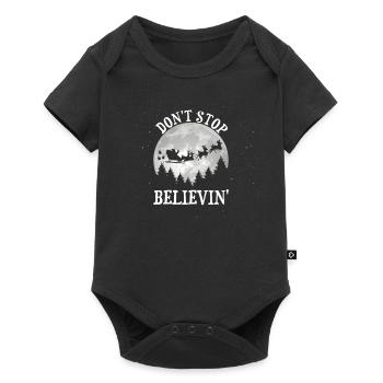 Don't Stop Believing Weihnachtsmann Rentier Mond - Baby Premium Kurzarmbody - Schwarz - Vorne