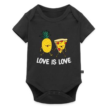 Love Is Love Cute Pineapple Pizza LGBTQ Pride - Baby Premium Kurzarmbody - Schwarz - Vorne