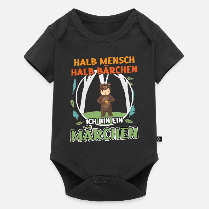 Süßer Teddybär - Halb Mensch Halb Bärchen - Baby Premium Kurzarmbody - Schwarz