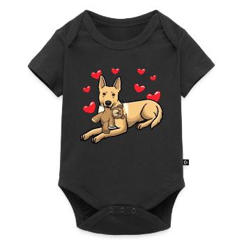 Carolina Dog dog with cuddly toy - Baby Premium short-sleeve bodysuit - black - Front