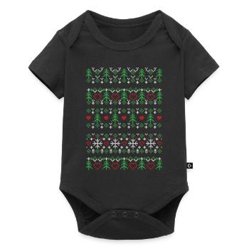 Ornament Pullover hässlicher Pullover - Baby Premium Kurzarmbody - Schwarz - Vorne