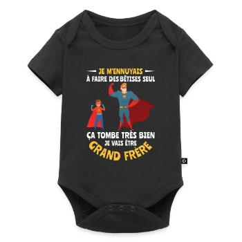 Annonce futur grand frère bêtises Super héros - Body à manches courtes Premium Bébé - noir - Devant