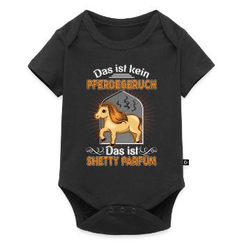 Shetty Parfüm Shetlandpony Shetland-Pony - Baby Premium Kurzarmbody - Schwarz - Vorne
