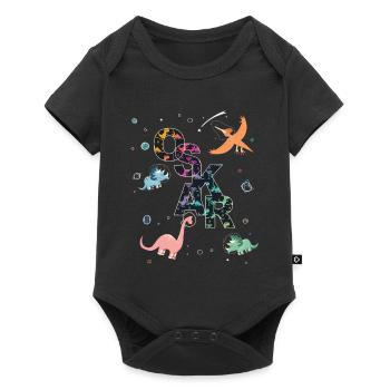 Oskar - Beautiful boy name with cool dinosaurs - Baby Premium short-sleeve bodysuit - black - Front