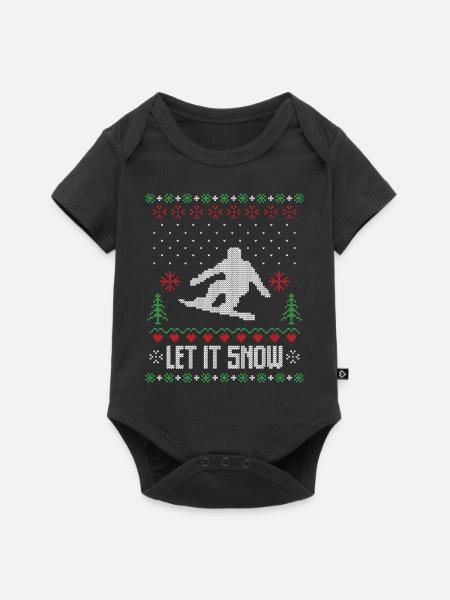 Lass es Schnee hässlichen Weihnachtspullover - Baby Premium Kurzarmbody - Schwarz
