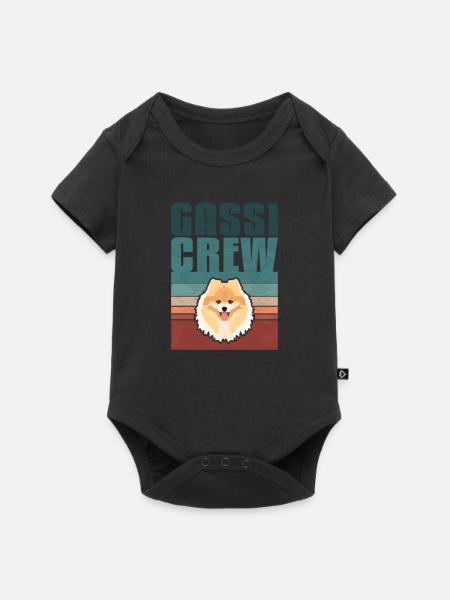 Gassi Crew, Zwergspitz - Baby Premium Kurzarmbody - Schwarz