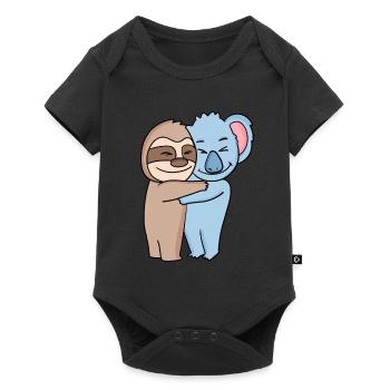 Sloth and koala cuddle cute animals - Baby Premium short-sleeve bodysuit - black - Front