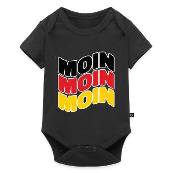 Moin Deutschland Hamburg Deutschlandflagge Moin - Baby Premium Kurzarmbody - Schwarz - Vorne