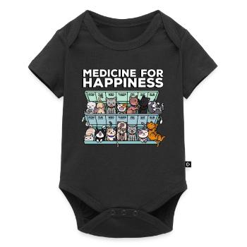 Mon médicament Pour le bonheur signifie chats - Body à manches courtes Premium Bébé - noir - Devant