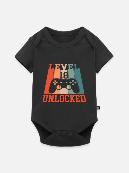 Level 18 Unlocked - Baby Premium Kurzarmbody - Schwarz