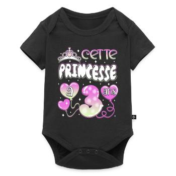Anniv 3 Anniversaire Couronne Fille 3 Ans - Body à manches courtes Premium Bébé - noir - Devant
