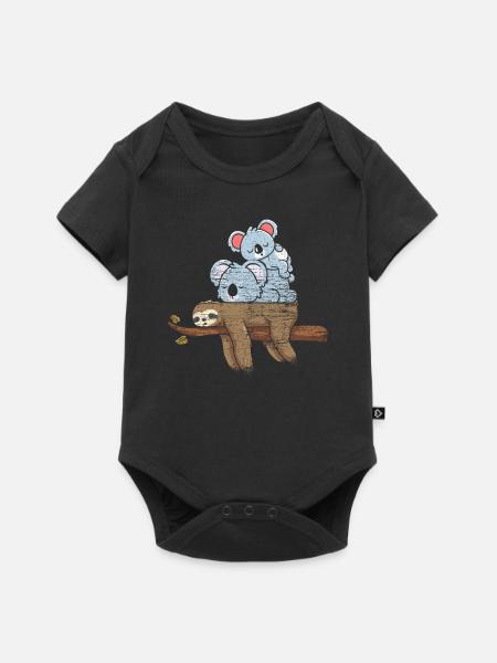 Faultier Koala Geschenk - Baby Premium Kurzarmbody - Schwarz