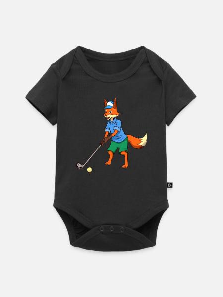 Comic Fuchs spielt Golf - Golfer - Baby Premium Kurzarmbody - Schwarz