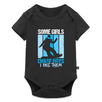 Funny Snowboarder Snowboarding Girl - Baby Premium short-sleeve bodysuit - black - Front