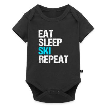 manger dormir ski répéter - Body à manches courtes Premium Bébé - noir - Devant