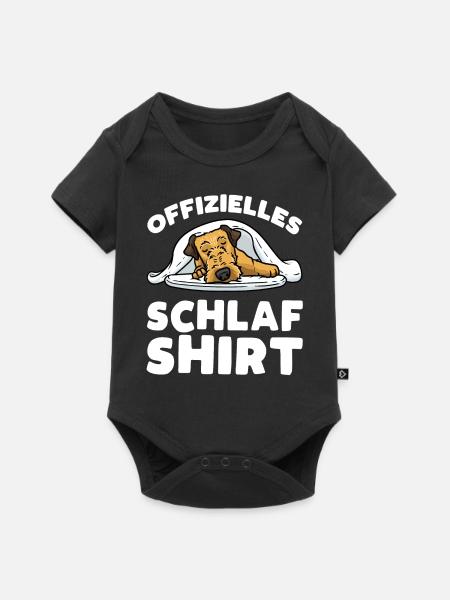 Airedale Terrier Offizielles Schlafshirt Hund - Baby Premium Kurzarmbody - Schwarz