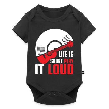 Life is short, play it loud / vinyl guitar bass - Baby Premium short-sleeve bodysuit - black - Front