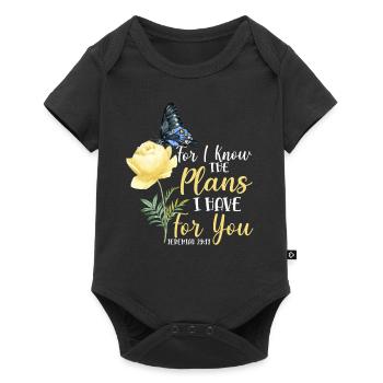 Christian Bible Verse Butterfly - Baby Premium Kurzarmbody - Schwarz - Vorne