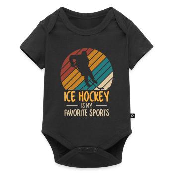 Hockey sur glace Hockey Joueur de hockey sur glace Équipe de hockey sur glace - Body à manches courtes Premium Bébé - noir - Devant