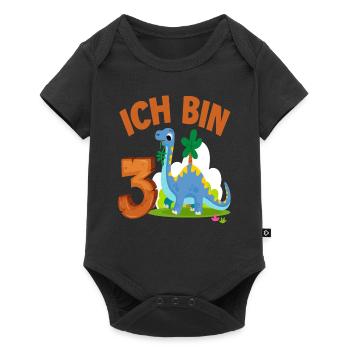 3. Geburtstag Junge 3 Jahre Dinosaurier Dino - Baby Premium Kurzarmbody - Schwarz - Vorne