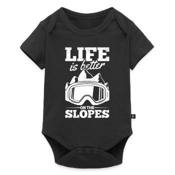 Skifahrer Ski Fahren Life Is Better On The Slopes - Baby Premium Kurzarmbody - Schwarz - Vorne