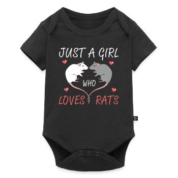 Juste une fille qui aime les rats Propriétaire Amant Forme de cœur - Body à manches courtes Premium Bébé - noir - Devant