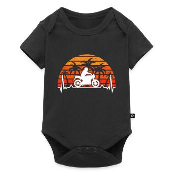 Motorradfahrer Herzschlag Retro Motorrad Biker - Baby Premium Kurzarmbody - Schwarz - Vorne