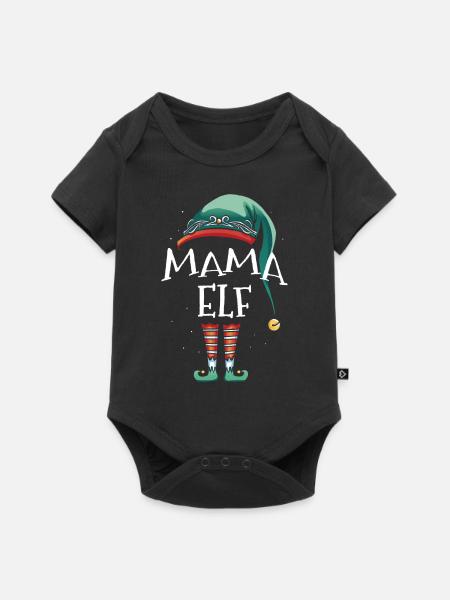 Mama Elf - Baby Premium Kurzarmbody - Schwarz