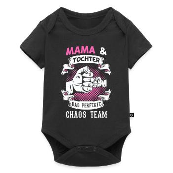Mama & Tochter Partnerlook Geschenkidee - Baby Premium Kurzarmbody - Schwarz - Vorne
