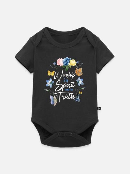 Christian Bible Verse Butterfly - Baby Premium Kurzarmbody - Schwarz