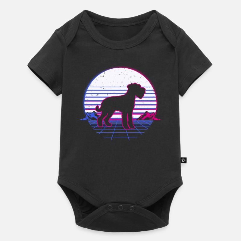 Schnauzer Chien Rétro Vintage Retrowave - Body à manches courtes Premium Bébé - noir