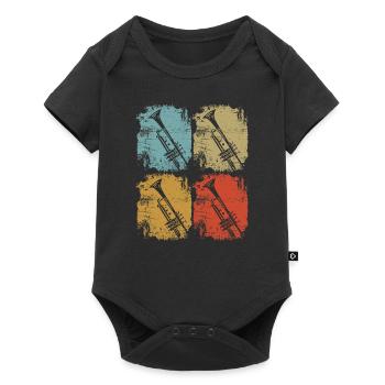 Trumpet Retro Design Funny - Baby Premium short-sleeve bodysuit - black - Front