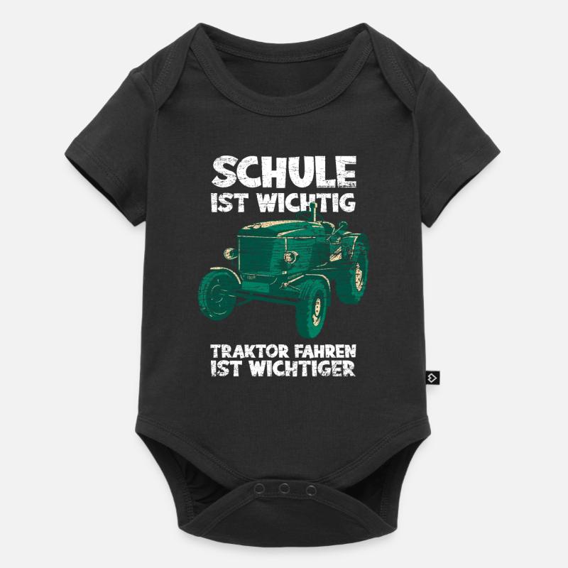 Traktor Schule - Baby Premium Kurzarmbody - Schwarz