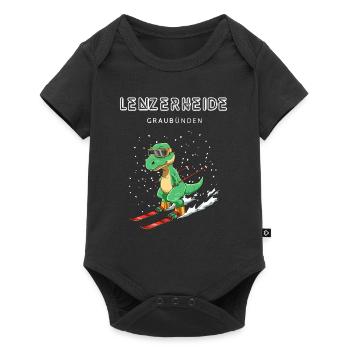 Lenzerheide Graubünden Schweiz Retro Ski T-Rex - Baby Premium Kurzarmbody - Schwarz - Vorne