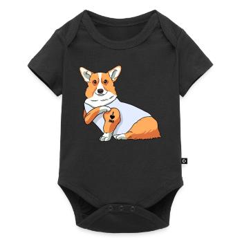 J’aime papa Tatouage Corgi Chien Fête des pères - Body à manches courtes Premium Bébé - noir - Devant