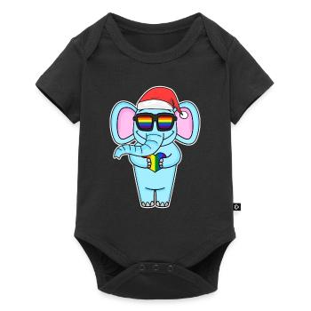 Elephant Rainbow Christmas - Baby Premium short-sleeve bodysuit - black - Front